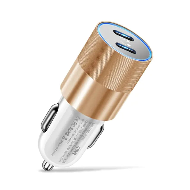 Fast Charging 68W Dual USB Type C Car Charger